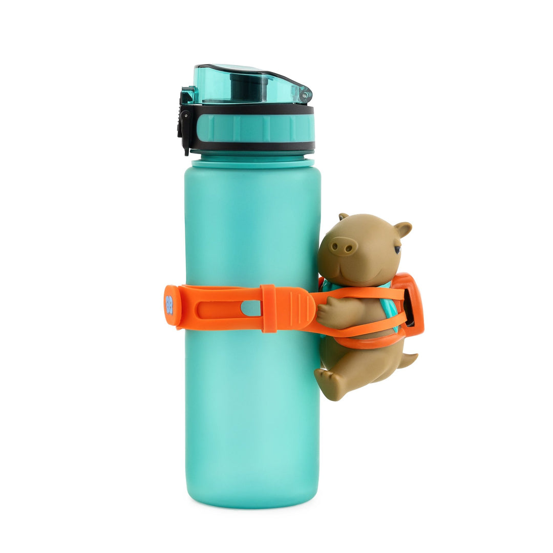 Cappy_the_Calm_Capybara_BottleBuddy_attached_to_a_kids_water_bottle