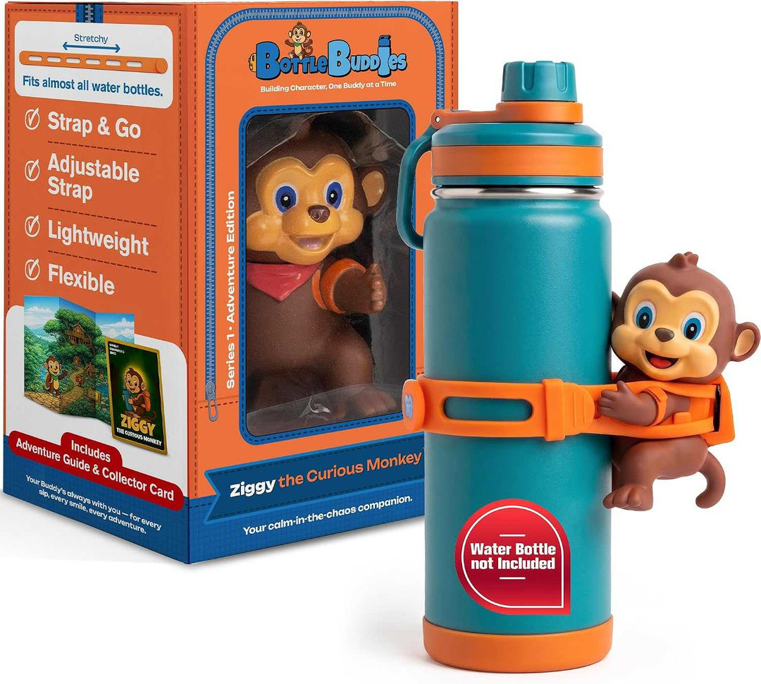 Close-up of Ziggy the Curious Monkey BottleBuddies character companion